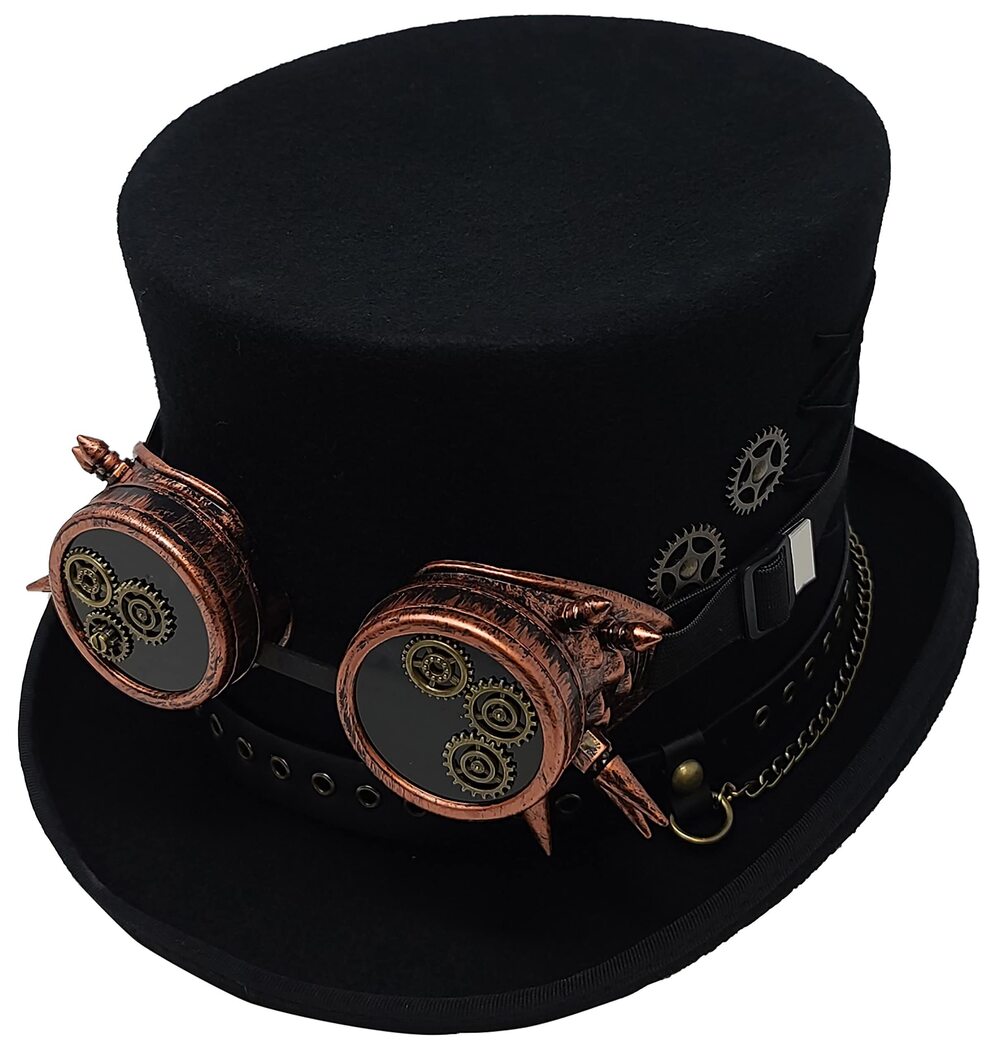 8838 100% Wool Felt Victorian Mad Hatter STEAMPUNK 6" Tall Magic Top Hats